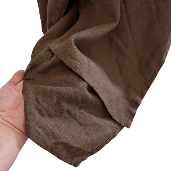 Kaliyana Jacket Womens L Lagenlook Mature Chocolate Brown Linen Assymmetric - Picture 9 of 13